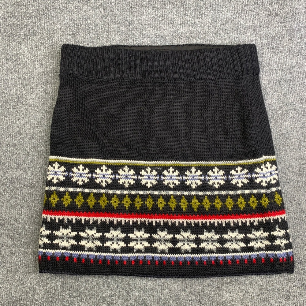 Lost Horizons Handcrafted Nepal Fair Isle Knit Mini Skirt Black Snowflake Small